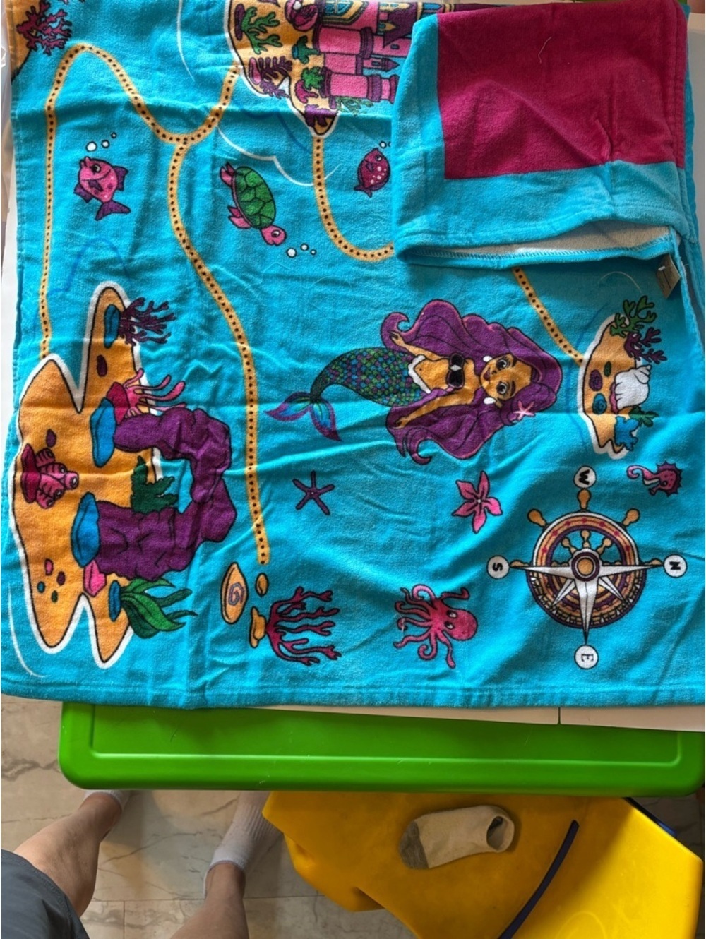 Turquoise Kids Towel with Colorful Accent [COPY]